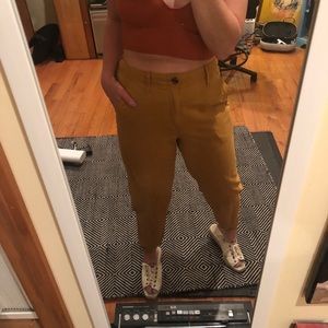 High waisted mustard pants